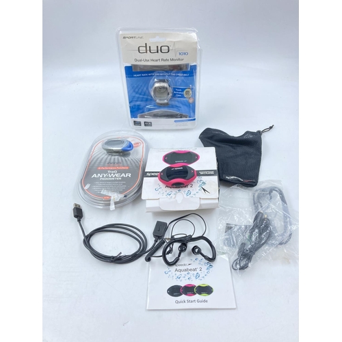 119 - A collection of assorted items to include boxed Sportline Duo heart rate monitor, Sportline pedomete... 