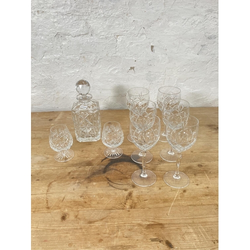 29 - Nine pieces of Thomas Webb cut crystal glassware comprising six wine glasses, two brandy glasses and... 