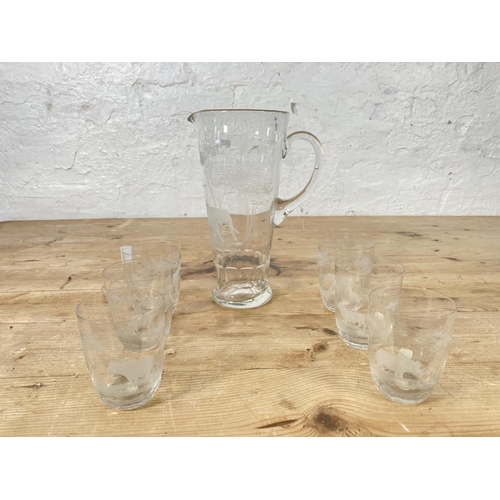 30 - Six pieces of Rowland Ward Nairobi Kenya glassware comprising five tumblers and one jug