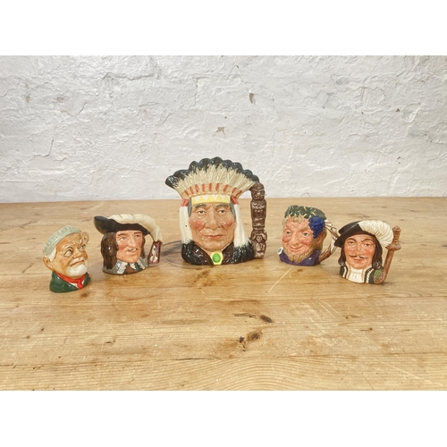 42 - Five various character jugs to include Royal Doulton Athos, North American Indian etc.