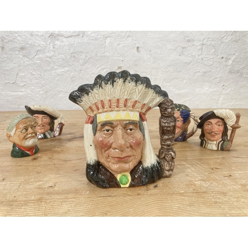 42 - Five various character jugs to include Royal Doulton Athos, North American Indian etc.