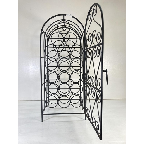 62 - A wrought iron eighteen section wine rack - approx. 75cm high x 33cm wide x 32cm deep