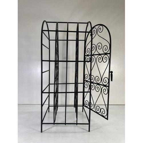 62 - A wrought iron eighteen section wine rack - approx. 75cm high x 33cm wide x 32cm deep