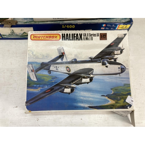 99 - Six various model kit sets to include Matchbox Halifax GR.II series IA, Airfix RAF rescue launch, He... 