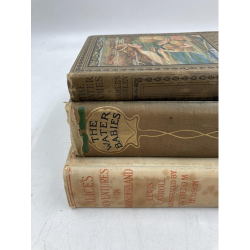 158 - Three antique and vintage books, one Alice in Wonderland Illustrated By Gwyndd Hudson First Printing... 