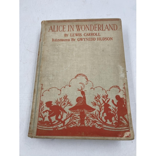 158 - Three antique and vintage books, one Alice in Wonderland Illustrated By Gwyndd Hudson First Printing... 