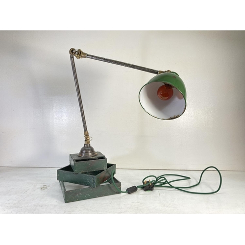 169 - A 1950s Revo industrial machinists lamp mounted on cast iron three section stepped base - approx. 99... 