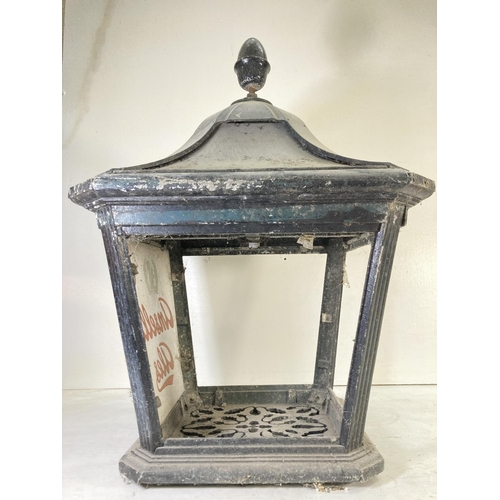 172 - A large Victorian style cast iron street lantern with Ansells Ales glass advertising pane - approx. ... 