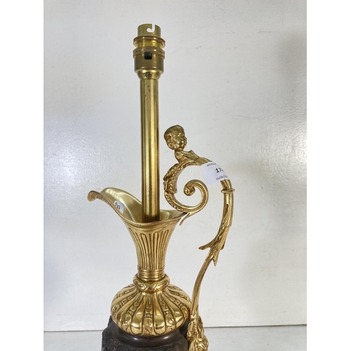 174 - A mid 20th century French gilt metal, bronze and marble table lamp - approx. 52cm high