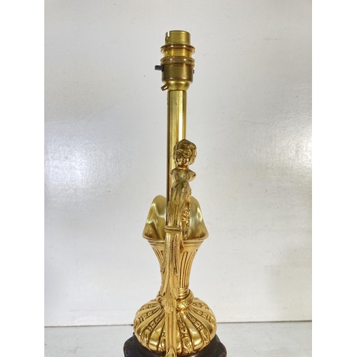 174 - A mid 20th century French gilt metal, bronze and marble table lamp - approx. 52cm high