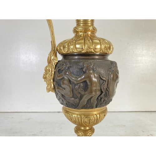 174 - A mid 20th century French gilt metal, bronze and marble table lamp - approx. 52cm high