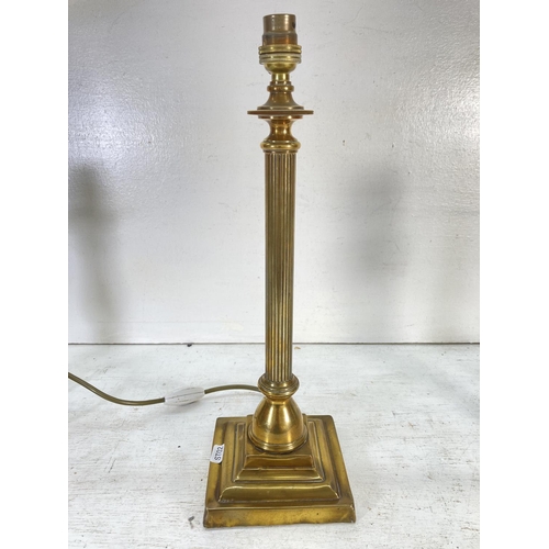 193 - Three 19th century style brass effect table lamps - tallest approx. 41cm high