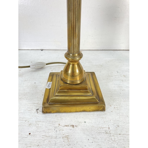 193 - Three 19th century style brass effect table lamps - tallest approx. 41cm high