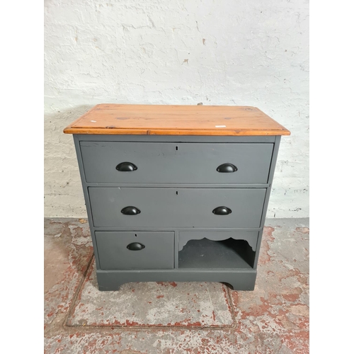 426 - A modern grey painted pine chest of drawers - approx. 82cm high x 80cm wide x 46cm deep