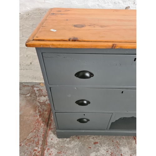 426 - A modern grey painted pine chest of drawers - approx. 82cm high x 80cm wide x 46cm deep