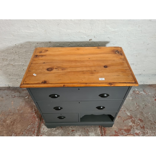 426 - A modern grey painted pine chest of drawers - approx. 82cm high x 80cm wide x 46cm deep