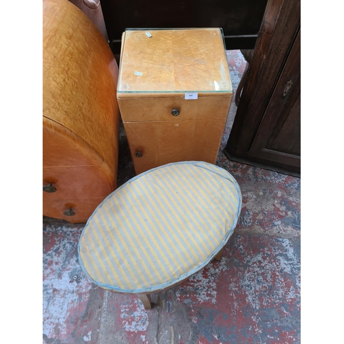 429 - An Art Deco birdseye maple four piece bedroom suite comprising dressing table - approx. 156cm high x... 