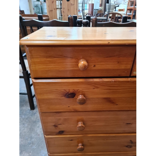 434 - A modern pine chest of two short over four long drawers - approx. 90cm high x 80cm wide x 36cm deep