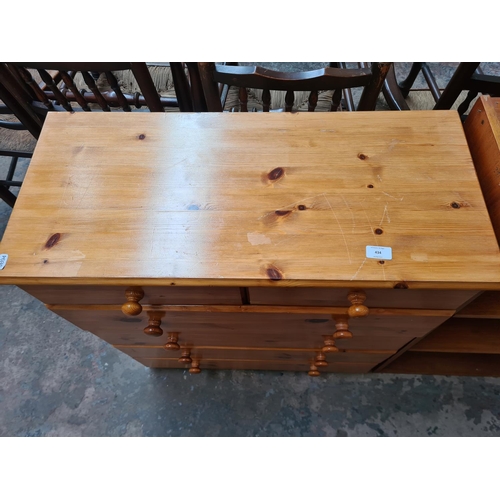 434 - A modern pine chest of two short over four long drawers - approx. 90cm high x 80cm wide x 36cm deep