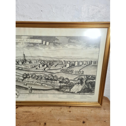 440 - A 1960s framed lithograph of the South West Prospect of Manchester and Salford originally published ... 