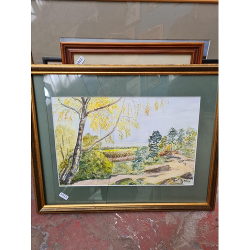 443 - A large collection of framed pictures to include various watercolours, Derbyshire and Peak District ... 