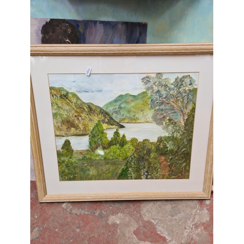 443 - A large collection of framed pictures to include various watercolours, Derbyshire and Peak District ... 