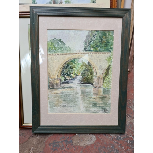 443 - A large collection of framed pictures to include various watercolours, Derbyshire and Peak District ... 