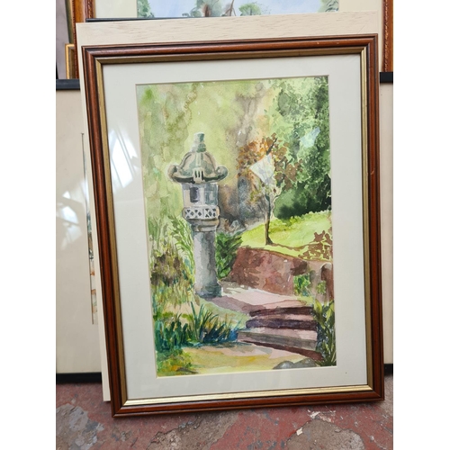 443 - A large collection of framed pictures to include various watercolours, Derbyshire and Peak District ... 