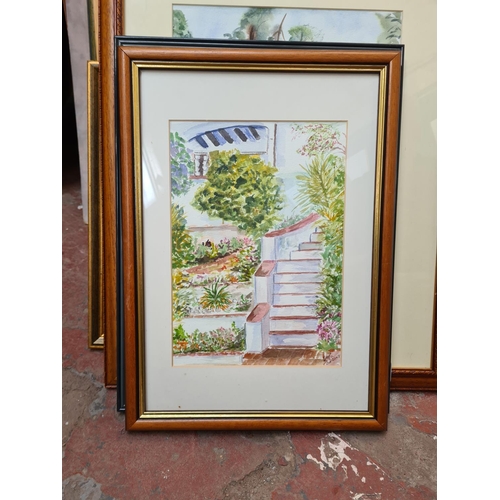 443 - A large collection of framed pictures to include various watercolours, Derbyshire and Peak District ... 