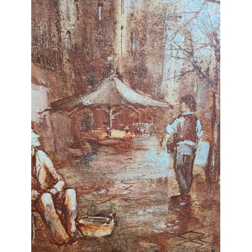 444 - A framed oil on canvas of an Eastern European scene signed lower right - approx. 75cm wide x 55cm hi... 