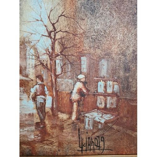 444 - A framed oil on canvas of an Eastern European scene signed lower right - approx. 75cm wide x 55cm hi... 