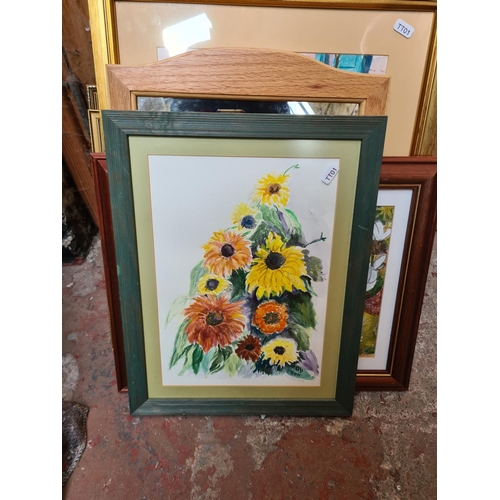 445 - A large collection of framed watercolours and oil paintings