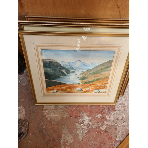 445 - A large collection of framed watercolours and oil paintings