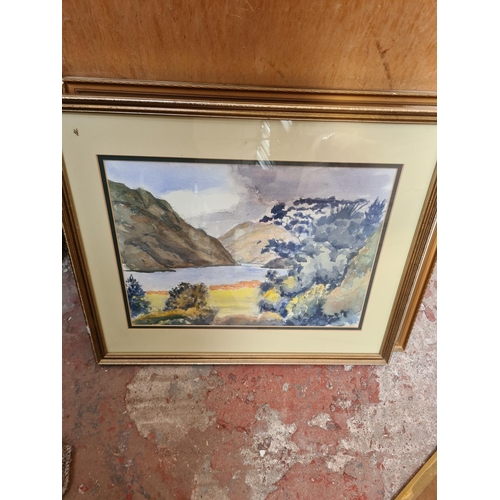 445 - A large collection of framed watercolours and oil paintings