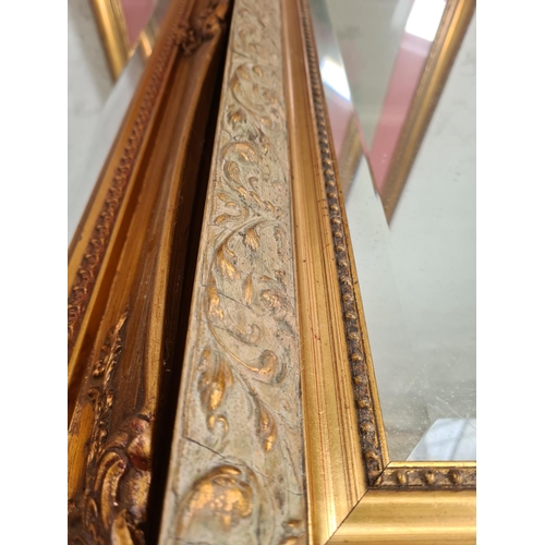 447 - Three items, two 19th century style gilt framed bevelled edge wall mirrors and one gilt framed paste... 