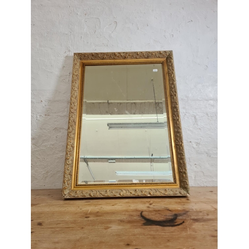 447 - Three items, two 19th century style gilt framed bevelled edge wall mirrors and one gilt framed paste... 