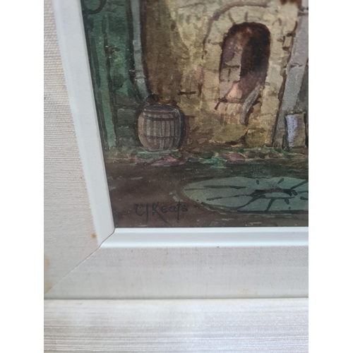 451 - A framed Charles James Keats watercolour of a town scene - approx. 63cm wide x 46cm high