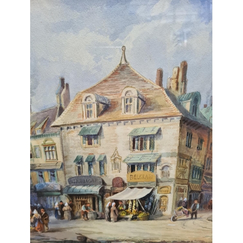 451 - A framed Charles James Keats watercolour of a town scene - approx. 63cm wide x 46cm high