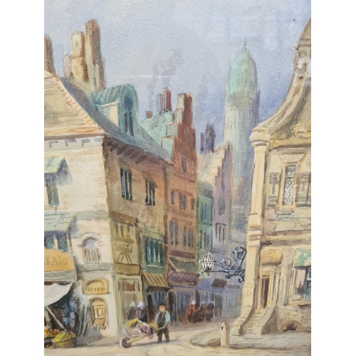 451 - A framed Charles James Keats watercolour of a town scene - approx. 63cm wide x 46cm high