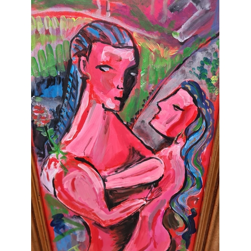 456 - A gilt framed Expressionist style oil on board - approx. 94cm high x 49cm wide