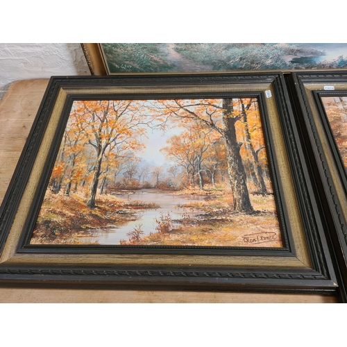 478 - Three framed landscape pictures, two Alan Reece oils on canvas and one N. Gerd print