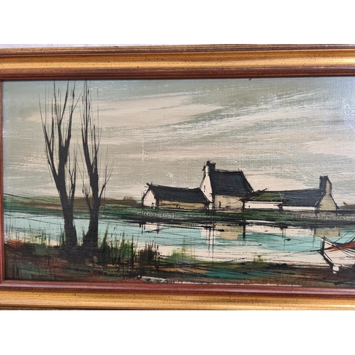 487 - A mid 20th century framed François Franc (1926-1989) oil on canvas signed lower right - approx. 93cm... 