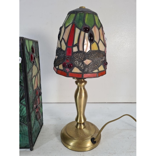 196 - Two Tiffany style table lamps - largest approx. 35cm high