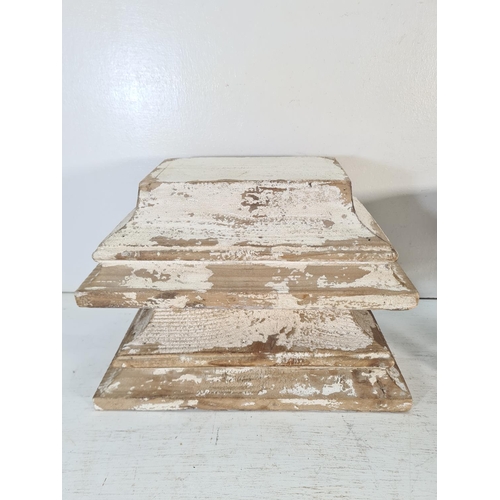 205 - Three items, two painted pine classical style wall brackets - approx. 11cm high x 33cm wide x 18cm d... 