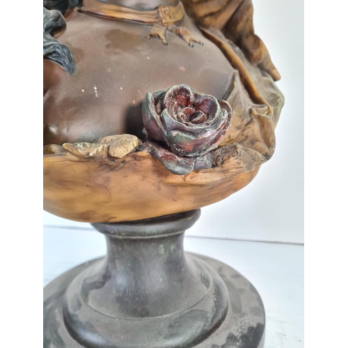 206 - A reproduction Hector Lemaire bronze effect bust of a lady - approx. 50cm high