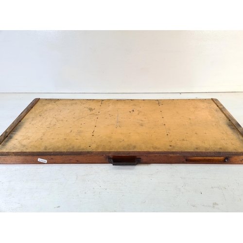 219 - An early 20th century Caslon wooden printing block tray - approx. 3.5cm high x 82cm wide x 37cm deep