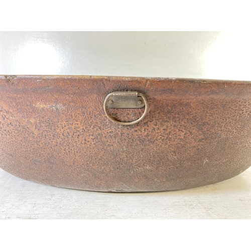 253 - An antique papier-mâché bowl with monogram to reverse - approx. 19cm high x 48cm wide x 70cm long