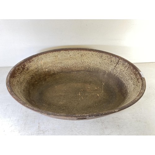 253 - An antique papier-mâché bowl with monogram to reverse - approx. 19cm high x 48cm wide x 70cm long