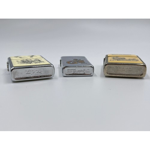 1253 - Three assorted Zippo cigarette lighters