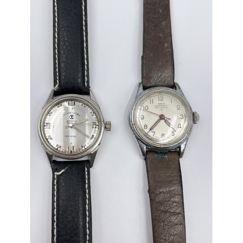 1158 - Two vintage mechanical wristwatches comprising Favre-Leuba Sea-King Geneve 30mm - ref. 61092 and Ori... 